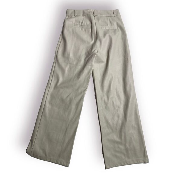 7 For All Mankind Pants Womens Small Wide Leg High Rise Y2K Cream Faux Leather - Picture 2 of 6